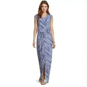 NWT Chico's Blue & White Sleeveless V-Neck Sheath Maxi Dress Size 12/L/Chico’s 2